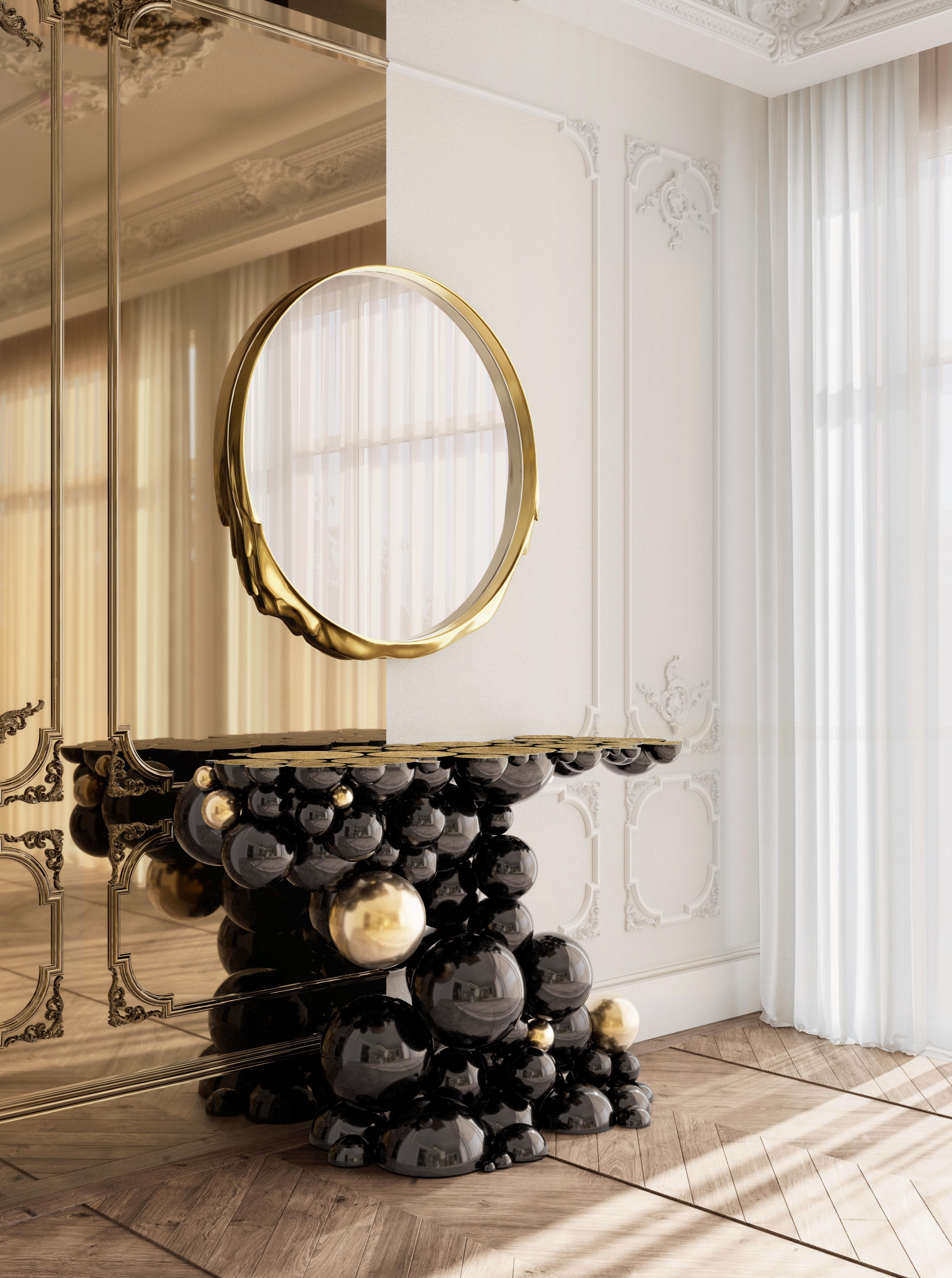 Console Newton en aluminium laqué et or fait main - Boca do Lobo en vente 3