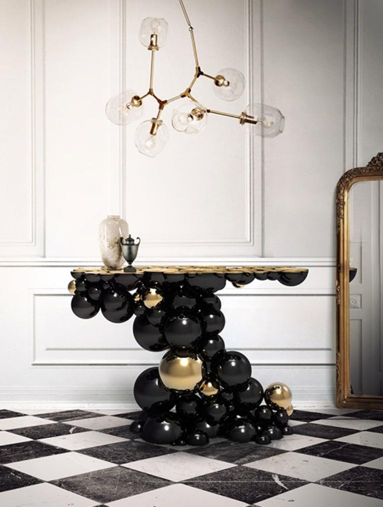 Contemporary Newton Console Table in Lacquered Aluminum and Gold Plated Brass by Boca do Lobo For Sale