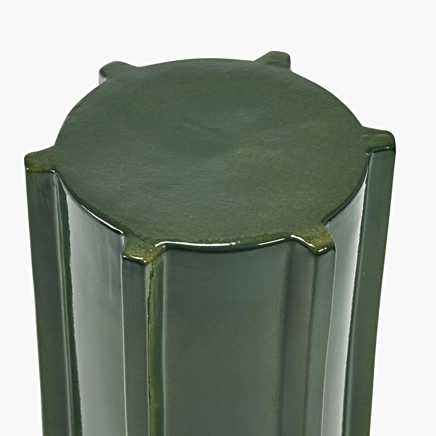 Glazed Newton Dark Green Side Table For Sale