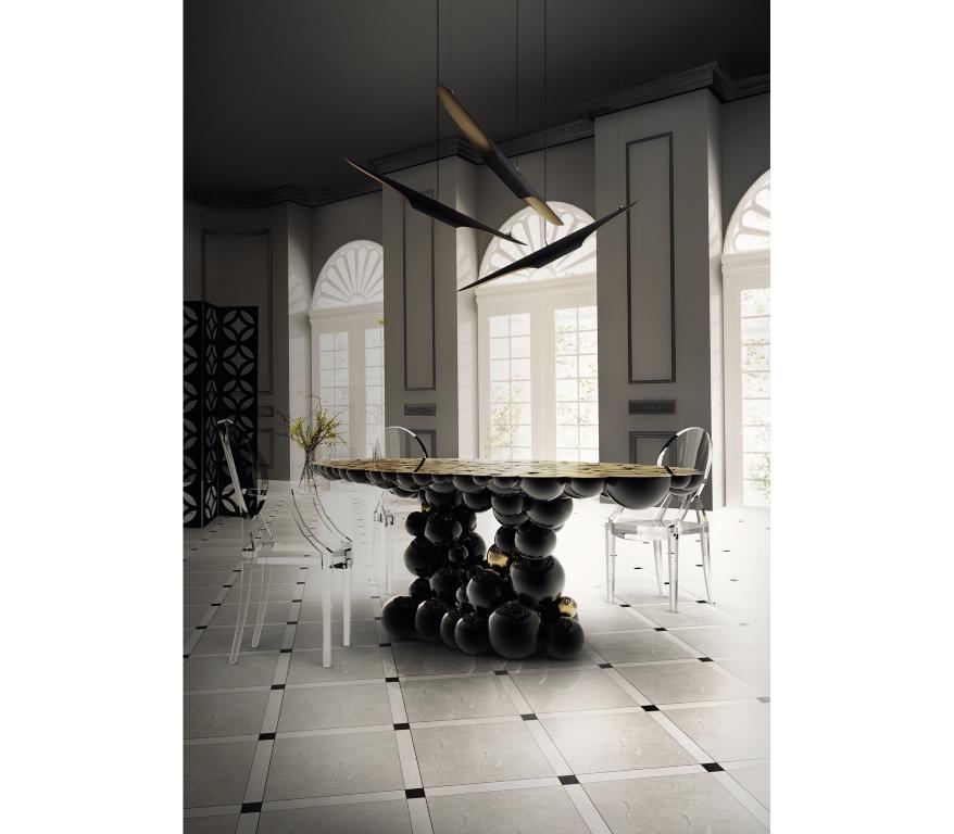 Newton Dining Table in Black Lacquered Aluminum by Boca do Lobo For Sale 5