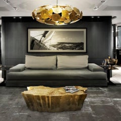 Newton Elliptic Chandelier in Aluminum and Gold-Plated Brass