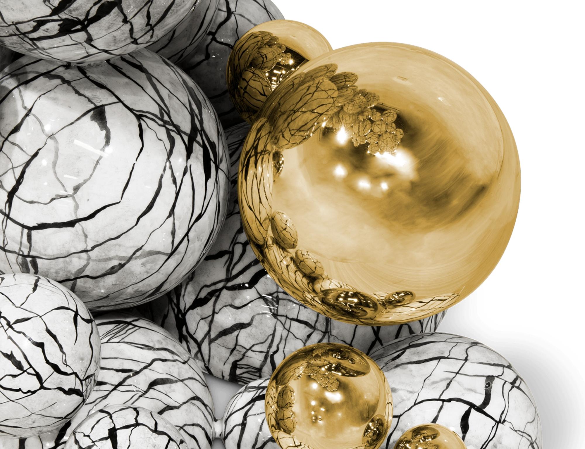 Metal Newton Faux-Marble Console - Hand-Crafted Gold Plate Aluminum - Boca do Lobo For Sale
