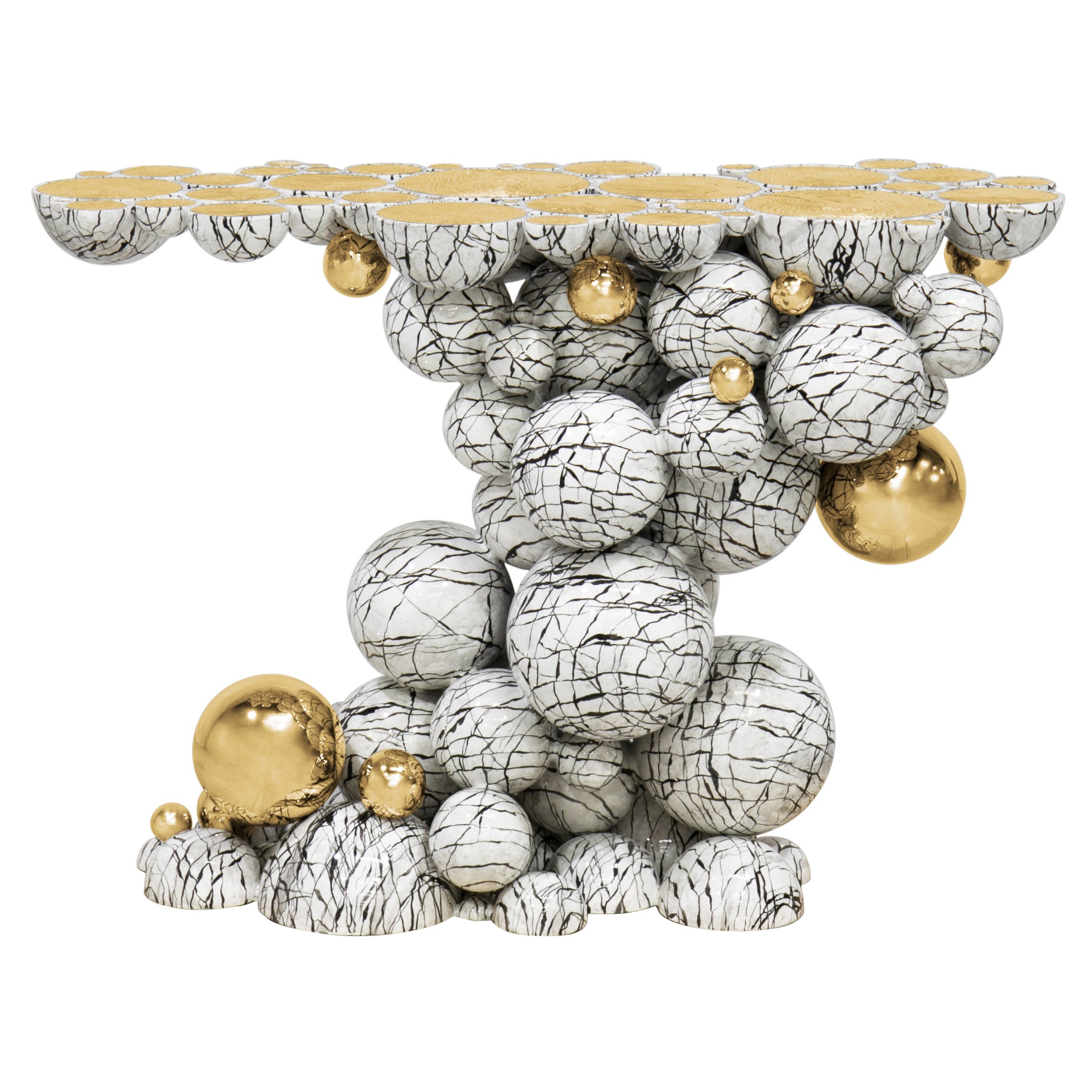 Newton Faux-Marble Console - Hand-Crafted Gold Plate Aluminum - Boca do Lobo