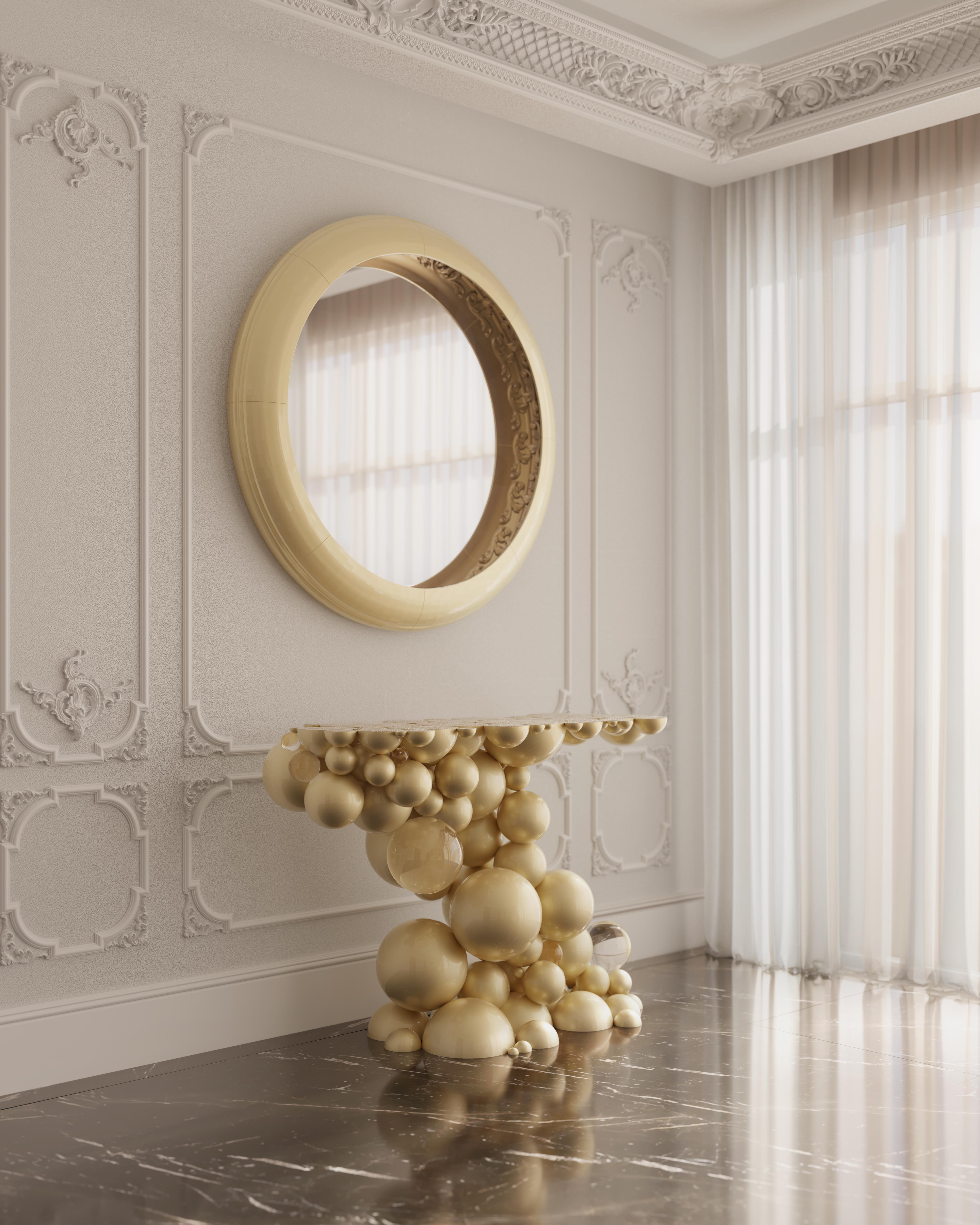 XXIe siècle et contemporain Console Newton en aluminium plaqué or, fabriquée à la main, Boca do Lobo en vente