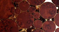 Newton Dining Table in Gold & Myrtle Aluminum and Walnut Root Veneer Top