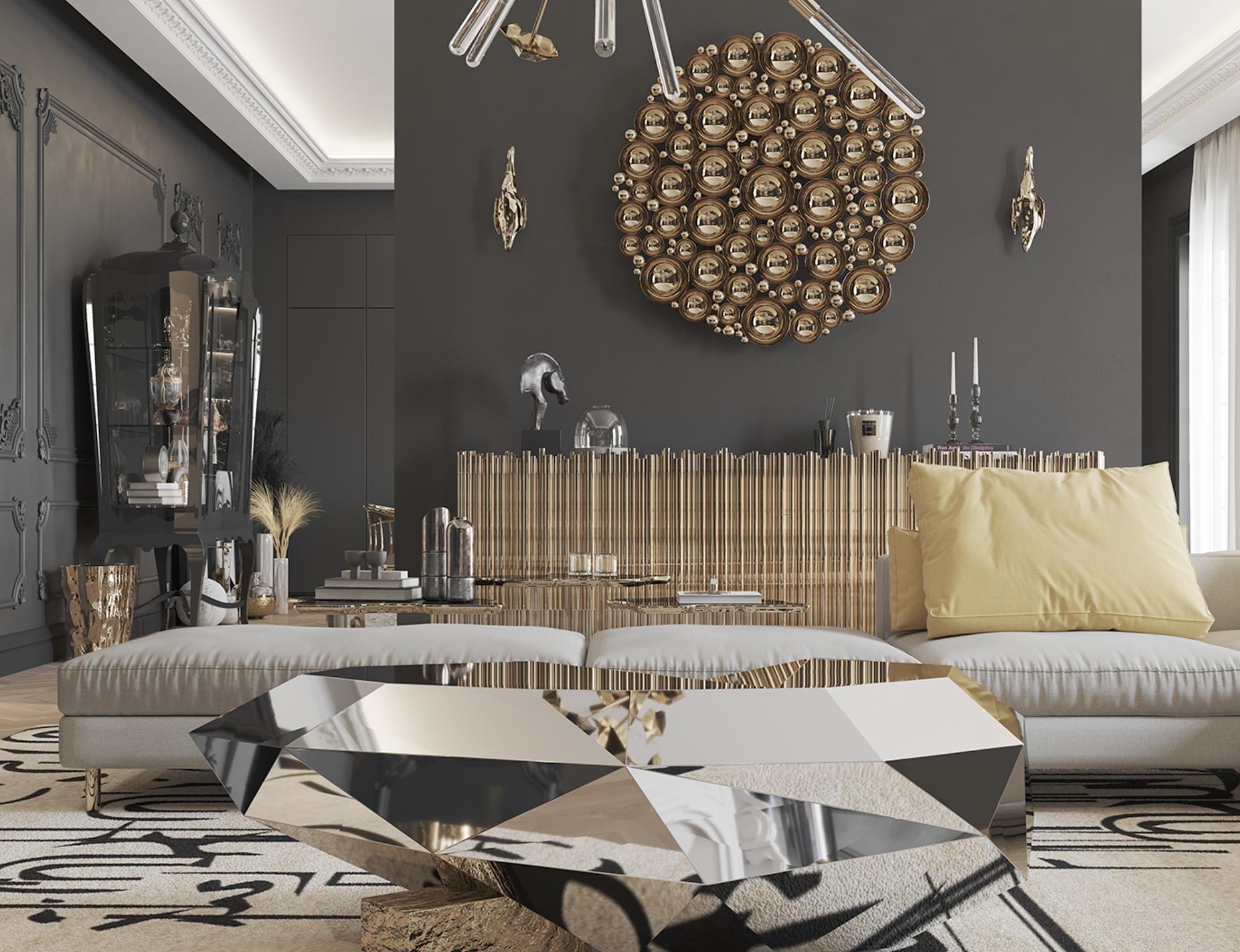 XXIe siècle et contemporain Miroir Newton en aluminium plaqué or, fabriqué à la main, Boca do Lobo en vente