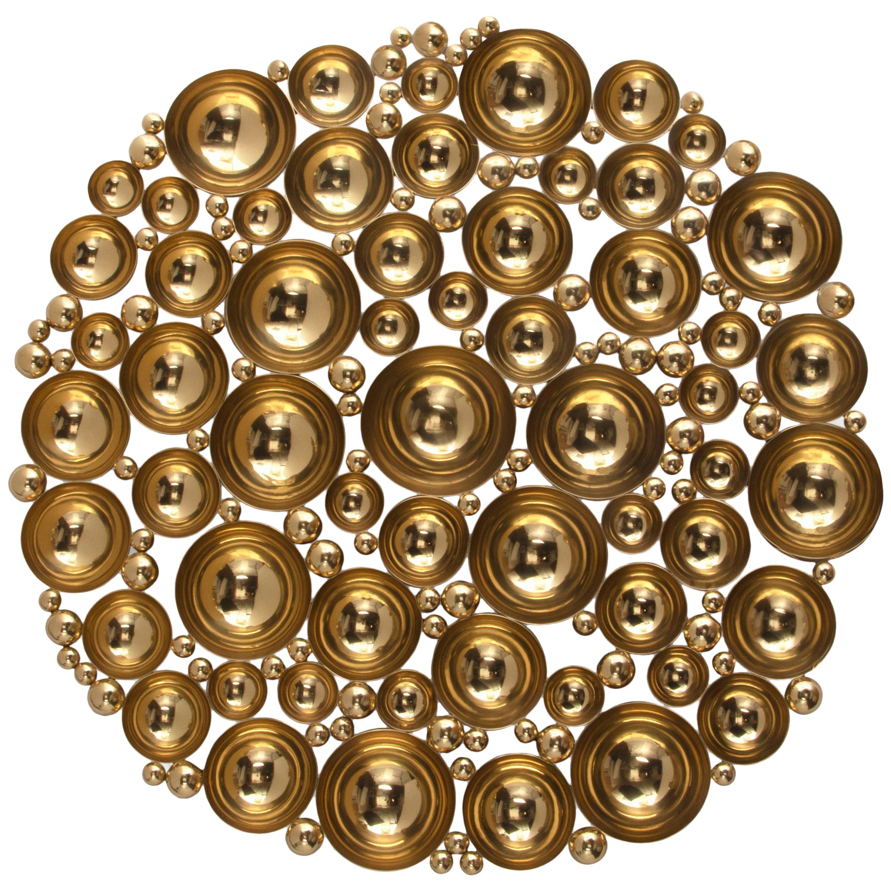 Newton Round Mirror in Gold-Plated Brass