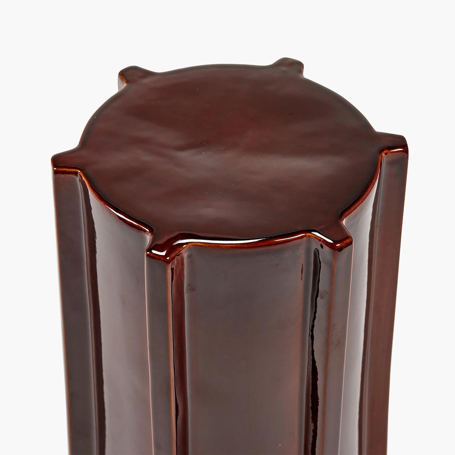 Glazed Newton Red Brown Side Table For Sale