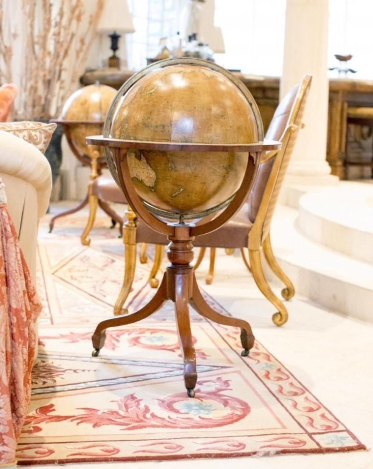 Mid-19th Century Newton & Sons Late George III Terrestrial and Celestial Mahogany Library Globes For Sale