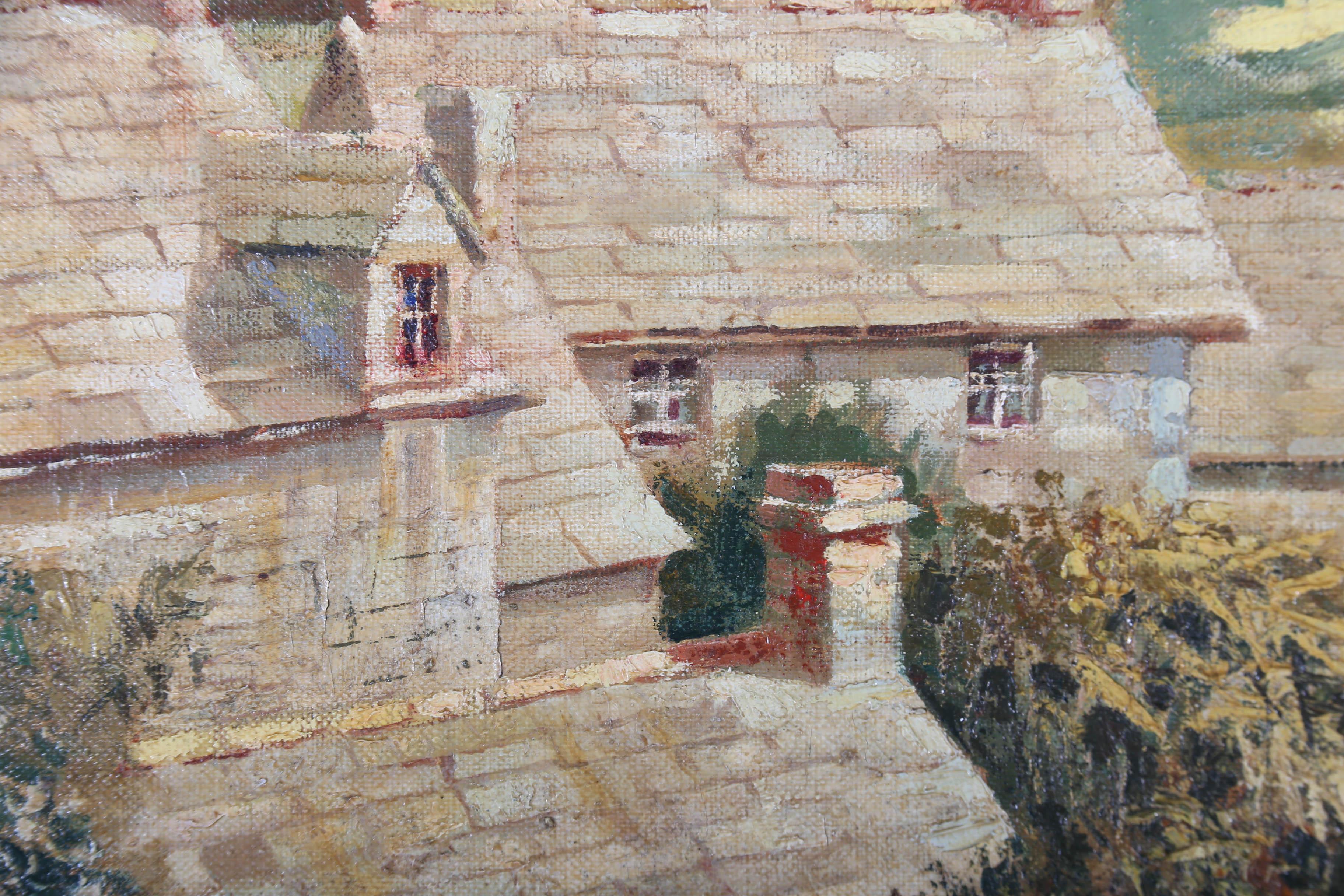 Newton Taylor - 1956 Óleo, Techos de casas de campo 3