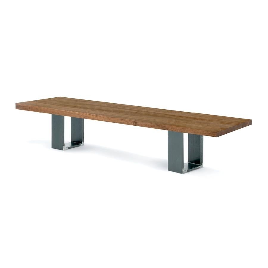 Bench with seat made of solid wood in glued lists, with straight sides, and iron legs with visible weld joints.
Designed by C.R & S. Riva 1920

Made in Italy:
Made in Italy furniture means design, quality, style and sophistication.
The typical