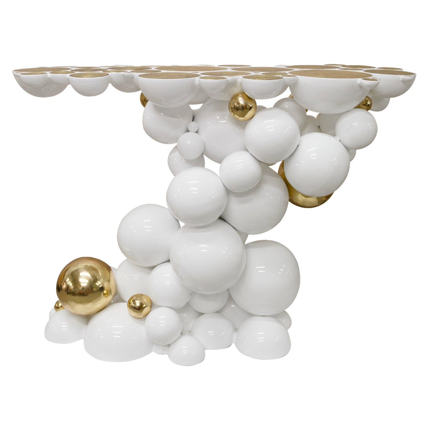 Newton White Console - Hand-Crafted Gold Plate Aluminum - Boca do Lobo