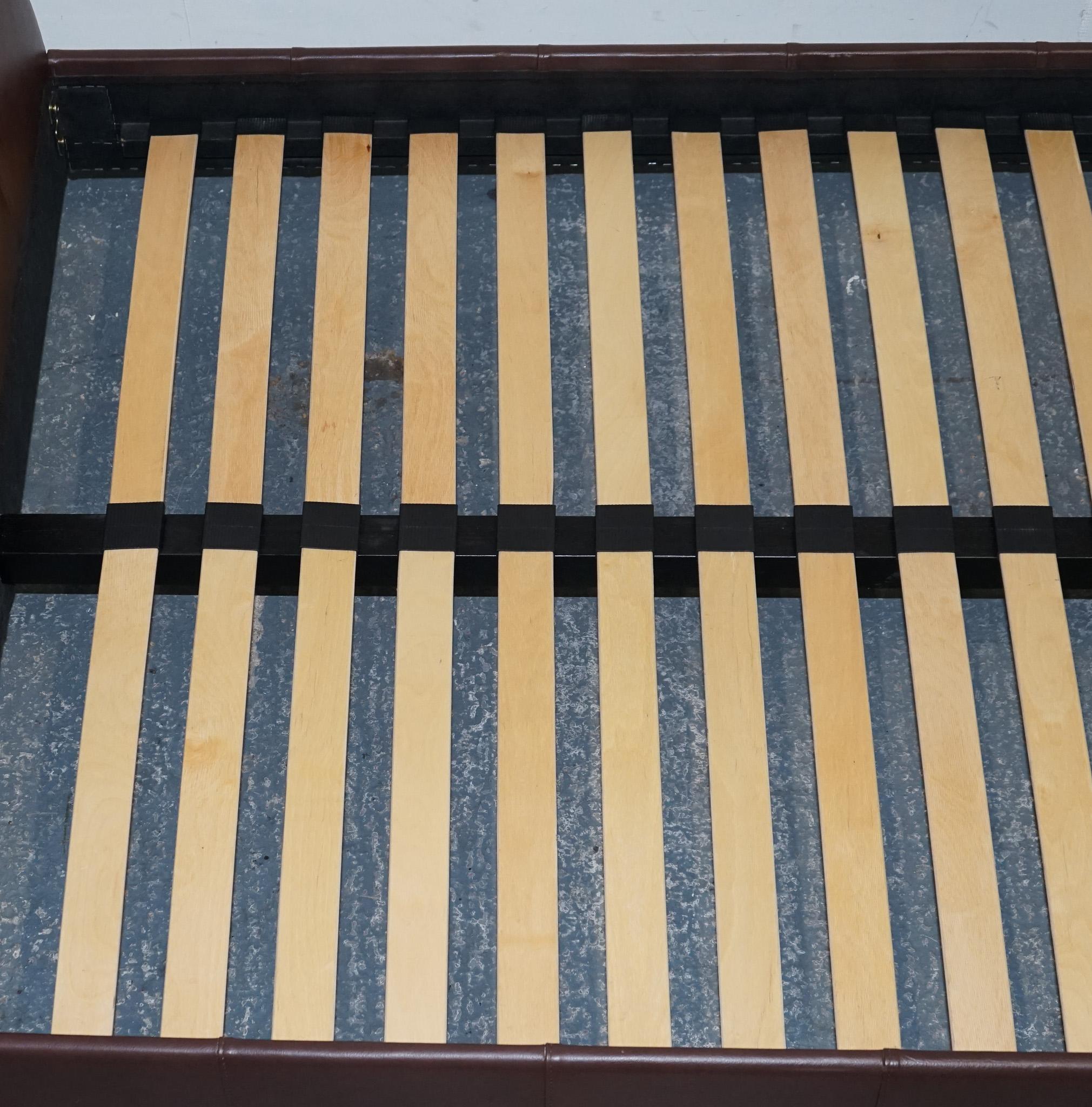 NEXT CONTEMPORARY BROWN LEATHER DOUBLE BED FRAME WiTH SLATTED BASE For Sale 6