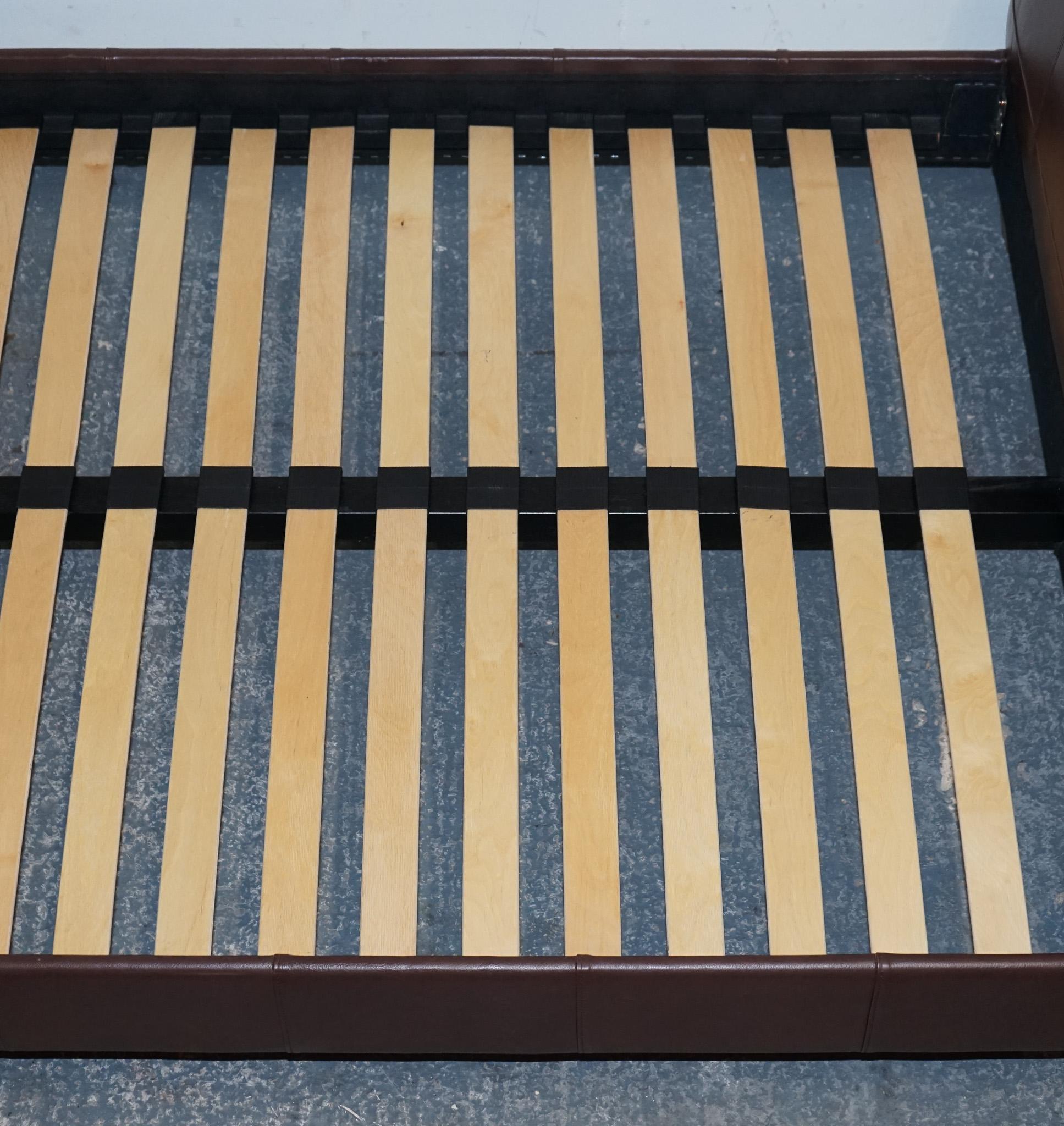 NEXT CONTEMPORARY BROWN LEATHER DOUBLE BED FRAME WiTH SLATTED BASE For Sale 7