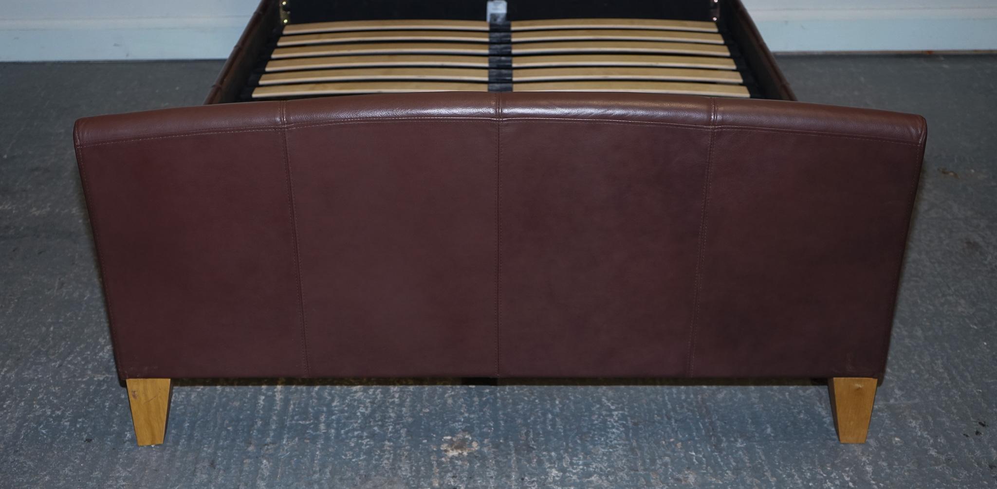 NEXT CONTEMPORARY BROWN LEATHER DOUBLE BED FRAME WiTH SLATTED BASE For Sale 10