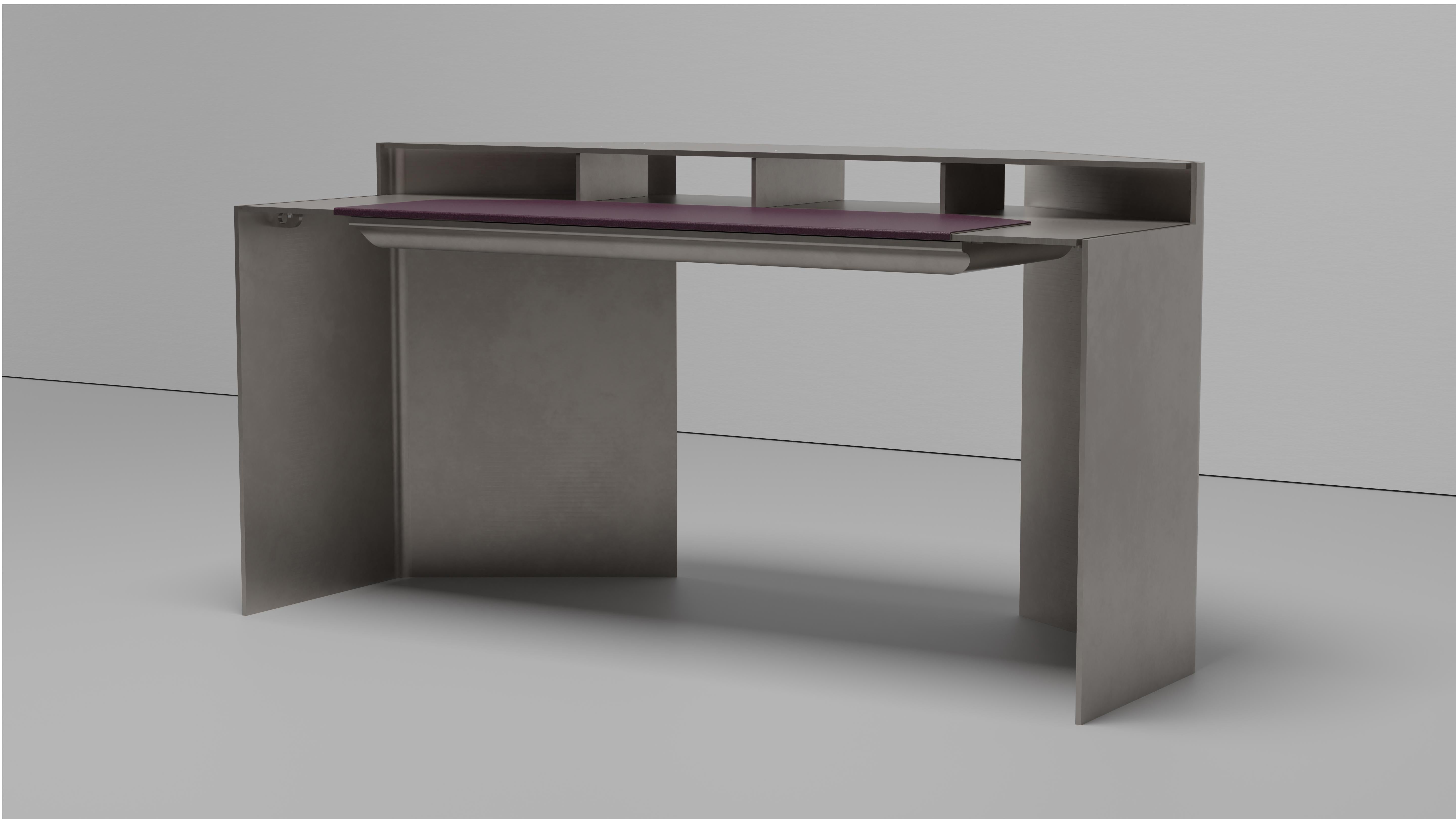 Next General Schreibtisch von Jonathan Nesci aus gewachstem, poliertem Aluminiumblech (amerikanisch) im Angebot