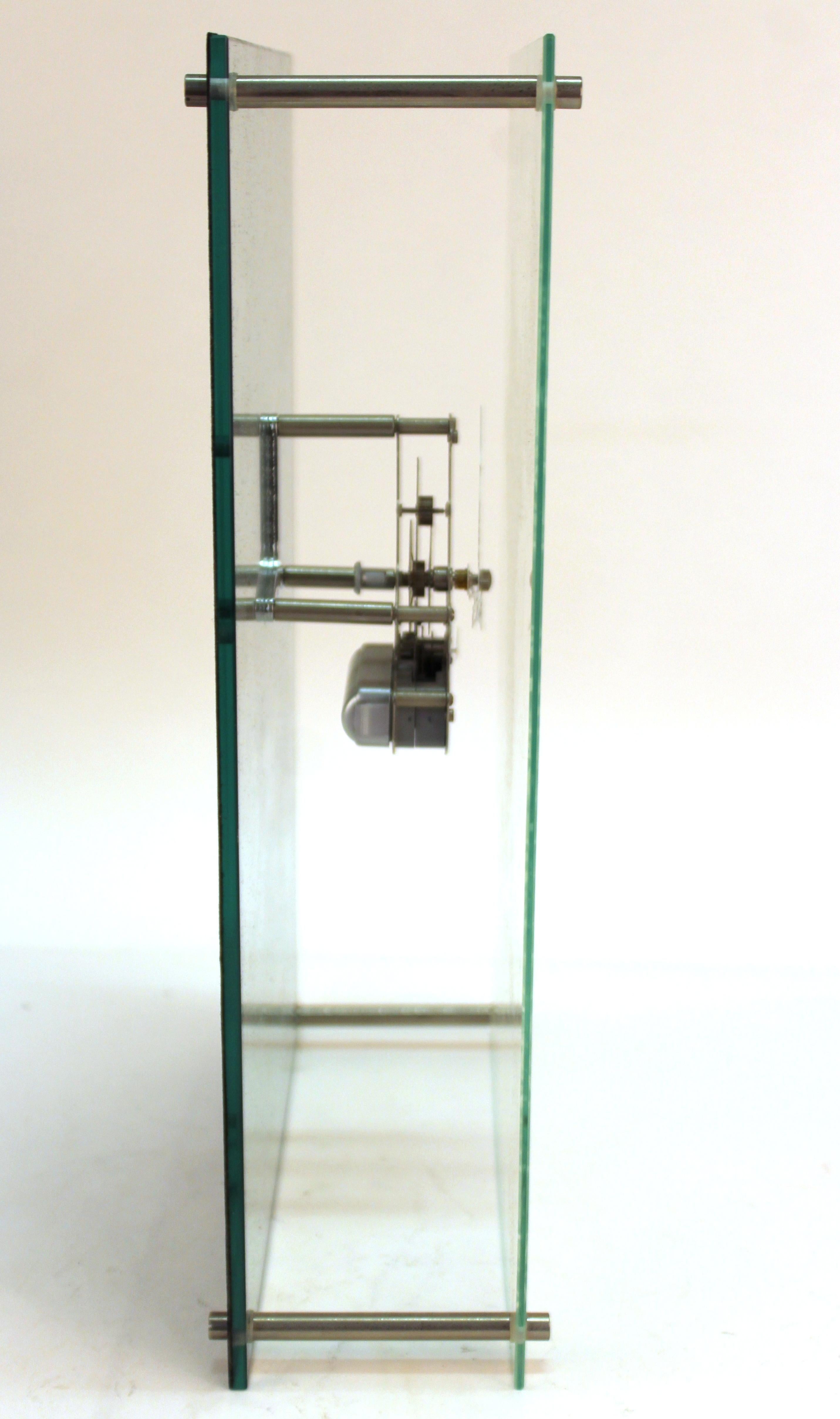 Nextime 'Fantome' Modern Glass and Mirror Clock In Good Condition In Astoria, NY