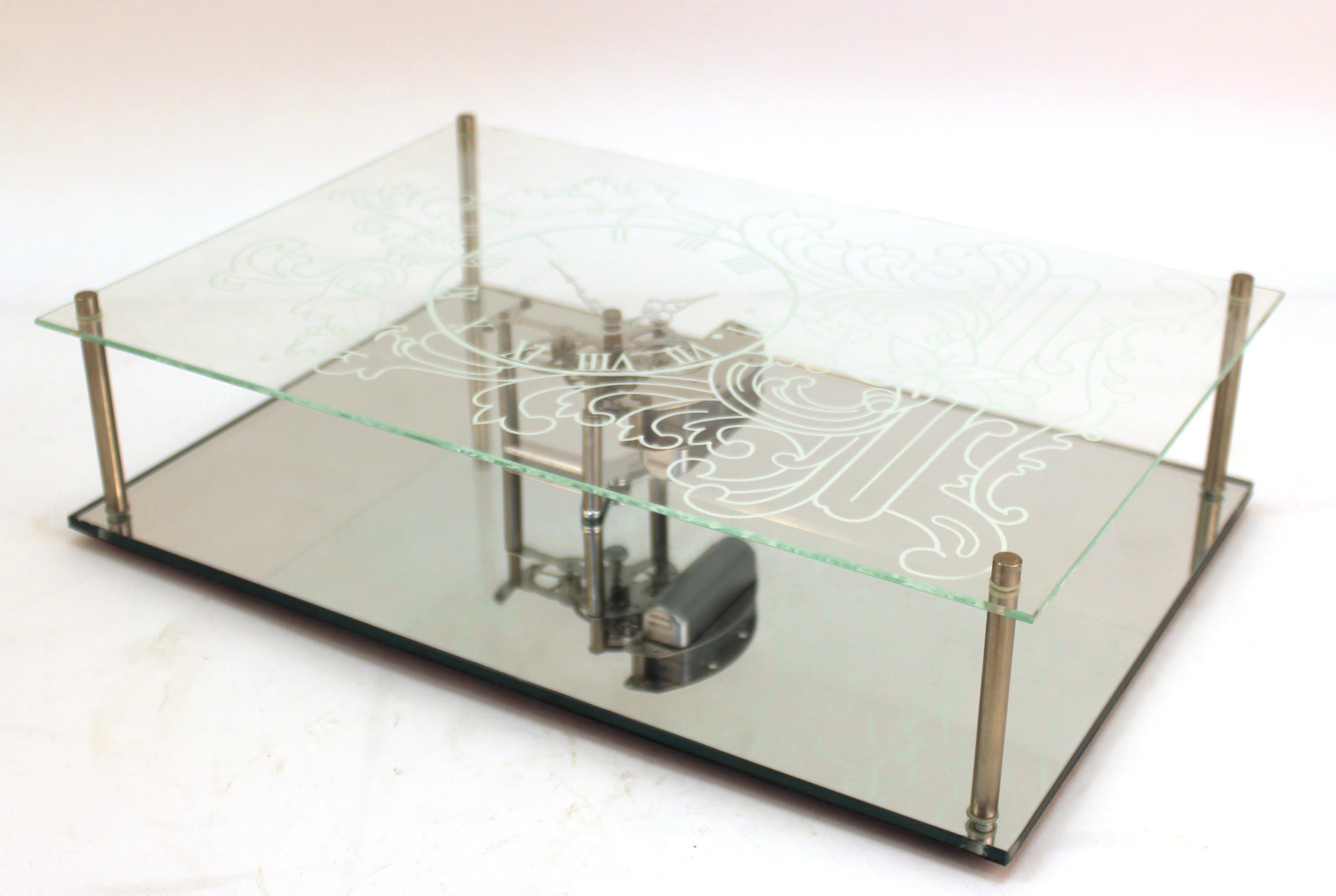 Metal Nextime 'Fantome' Modern Glass and Mirror Clock
