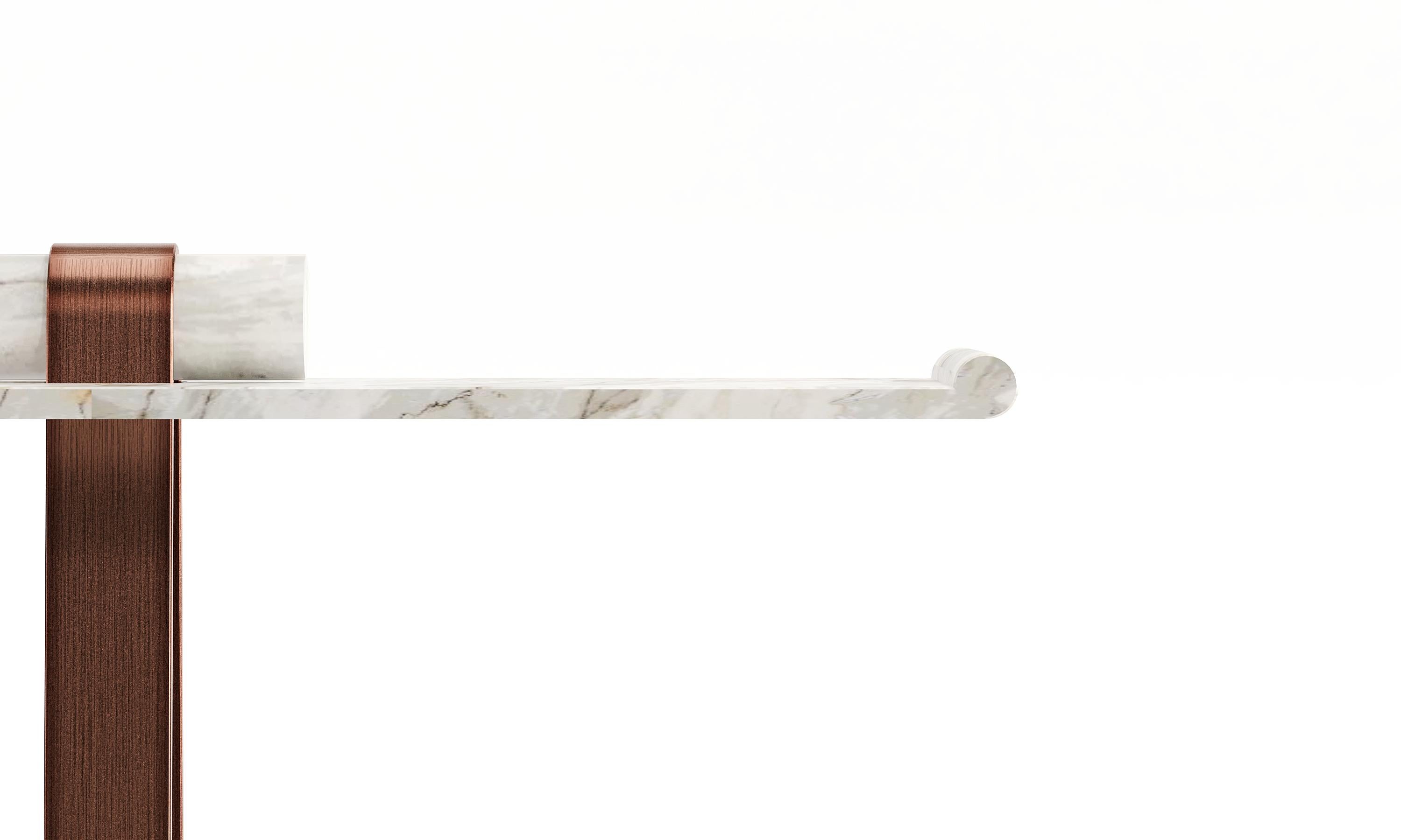Painted Nexum Modern Metal and Marble Console Table  For Sale