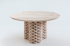 21st century Customizable Dining table "Nexum" in recovered worm-eaten maple