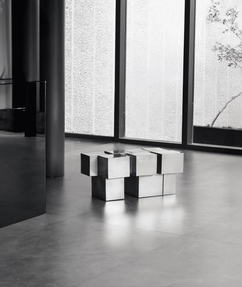 Post-Modern Nexus 67 Stainless Steel Bench by Drusch Design For Sale