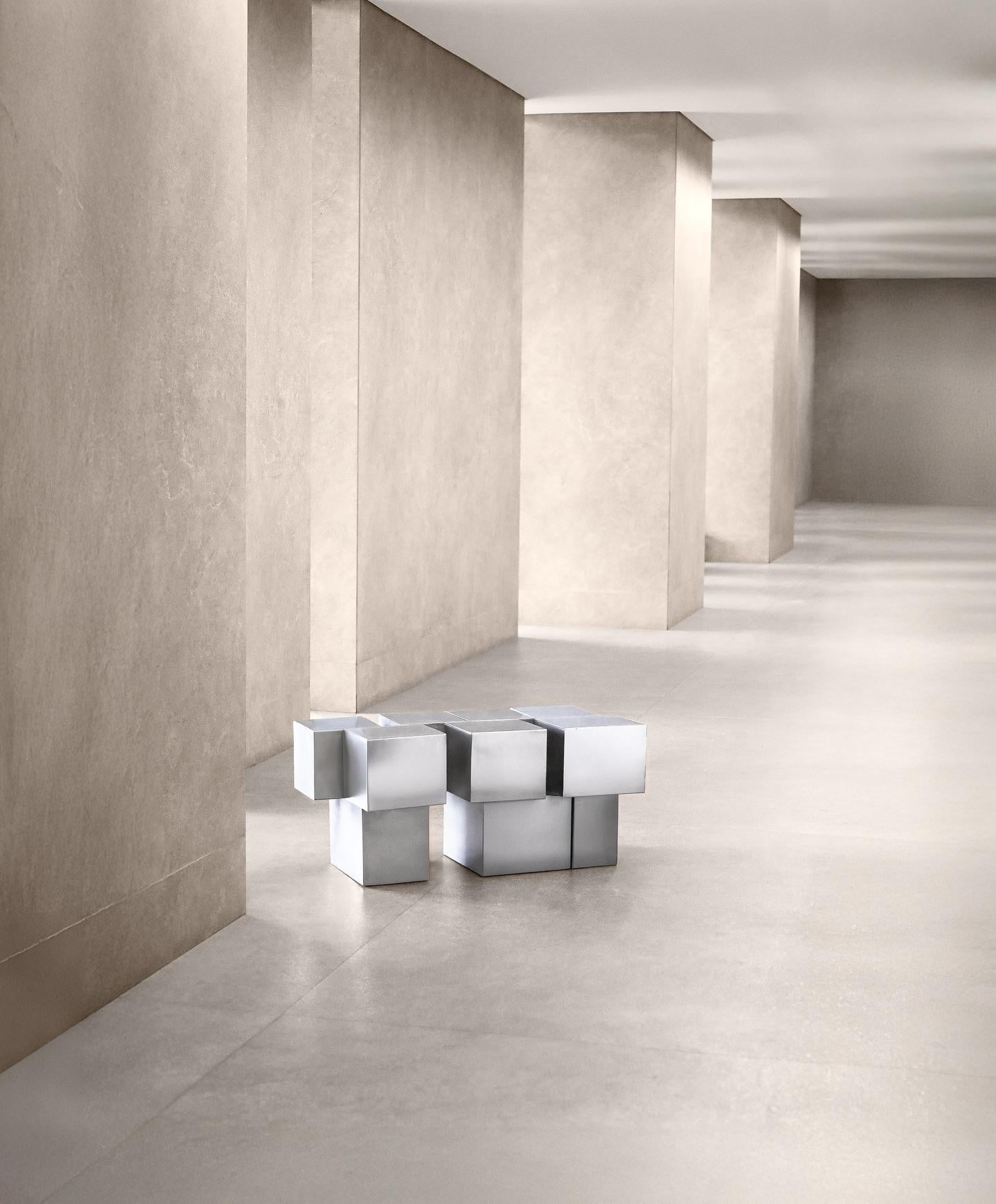 Contemporary Nexus 67 Stainless Steel Bench by Drusch Design For Sale