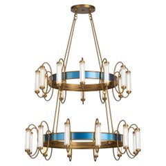 Nexus Bronze & Blue Brass Two-Tier Chandelier