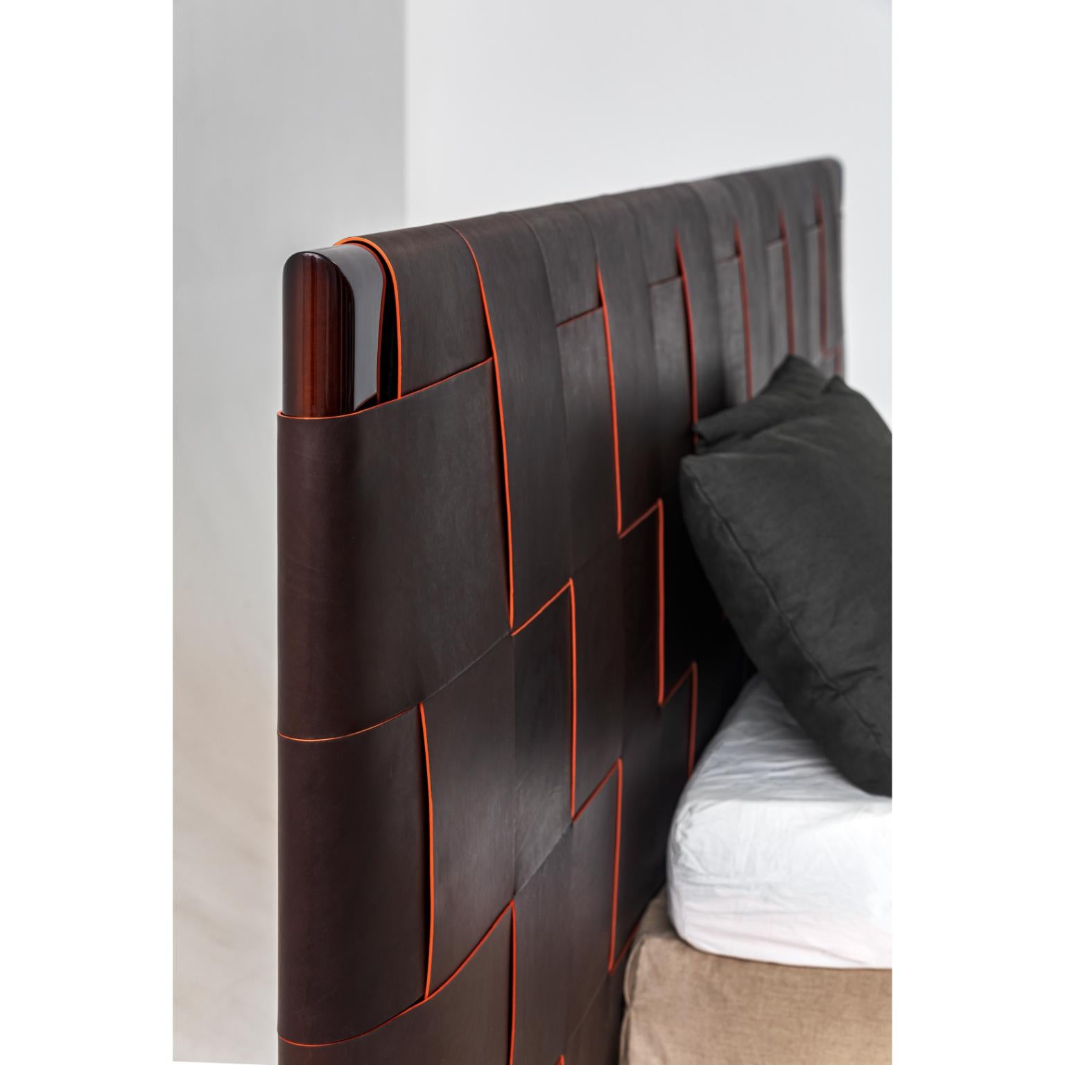 Nexus Leinen Master 01 Gepolstertes und Lederbett mit Kopfstütze von Casa Casati im Angebot 3