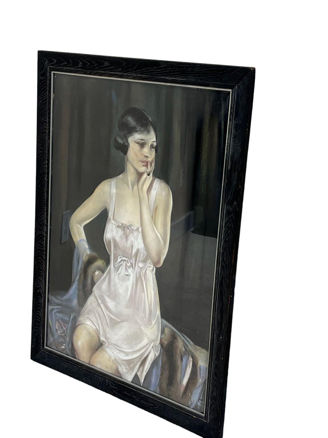 Neysa McMein Illustration On Board of A Woman In Lingerie C.1920’s In Good Condition For Sale In Bernville, PA