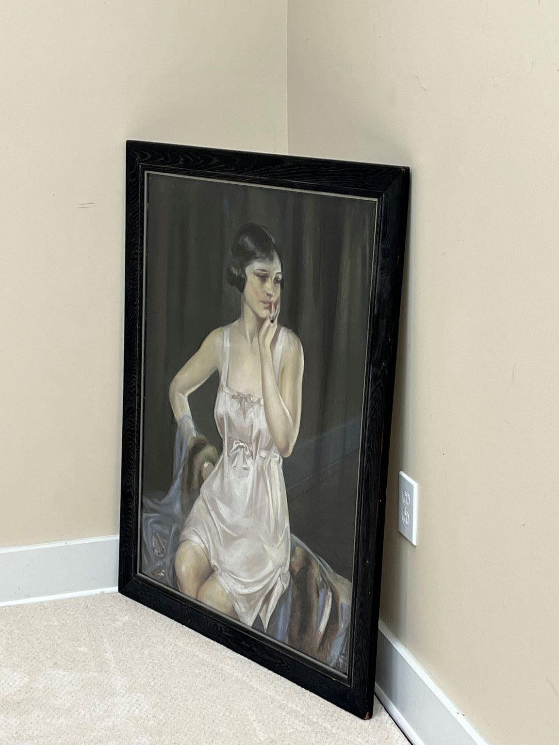 Neysa McMein Illustration On Board of A Woman In Lingerie C.1920’s For Sale 3