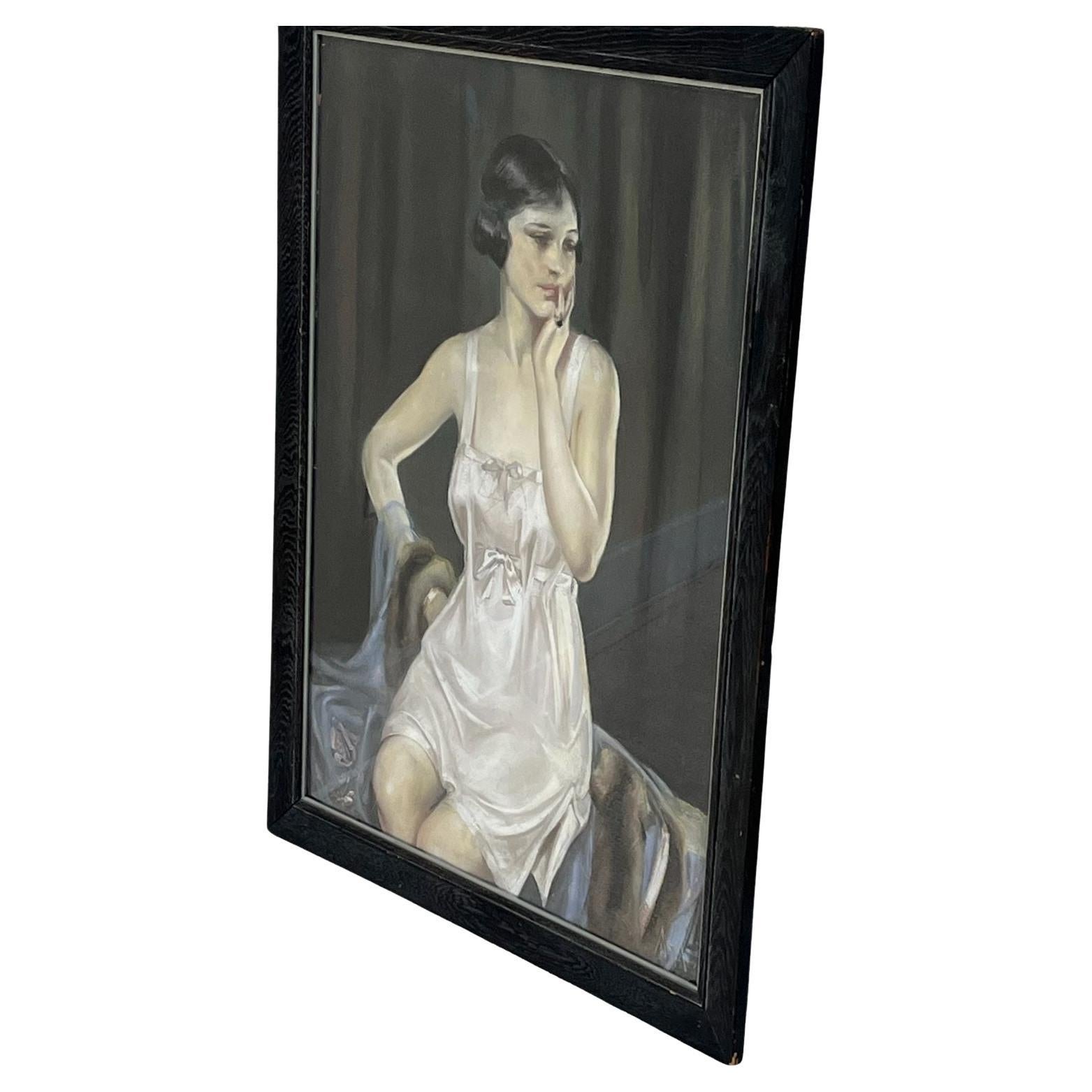 Neysa McMein Illustration On Board of A Woman In Lingerie C.1920’s For Sale