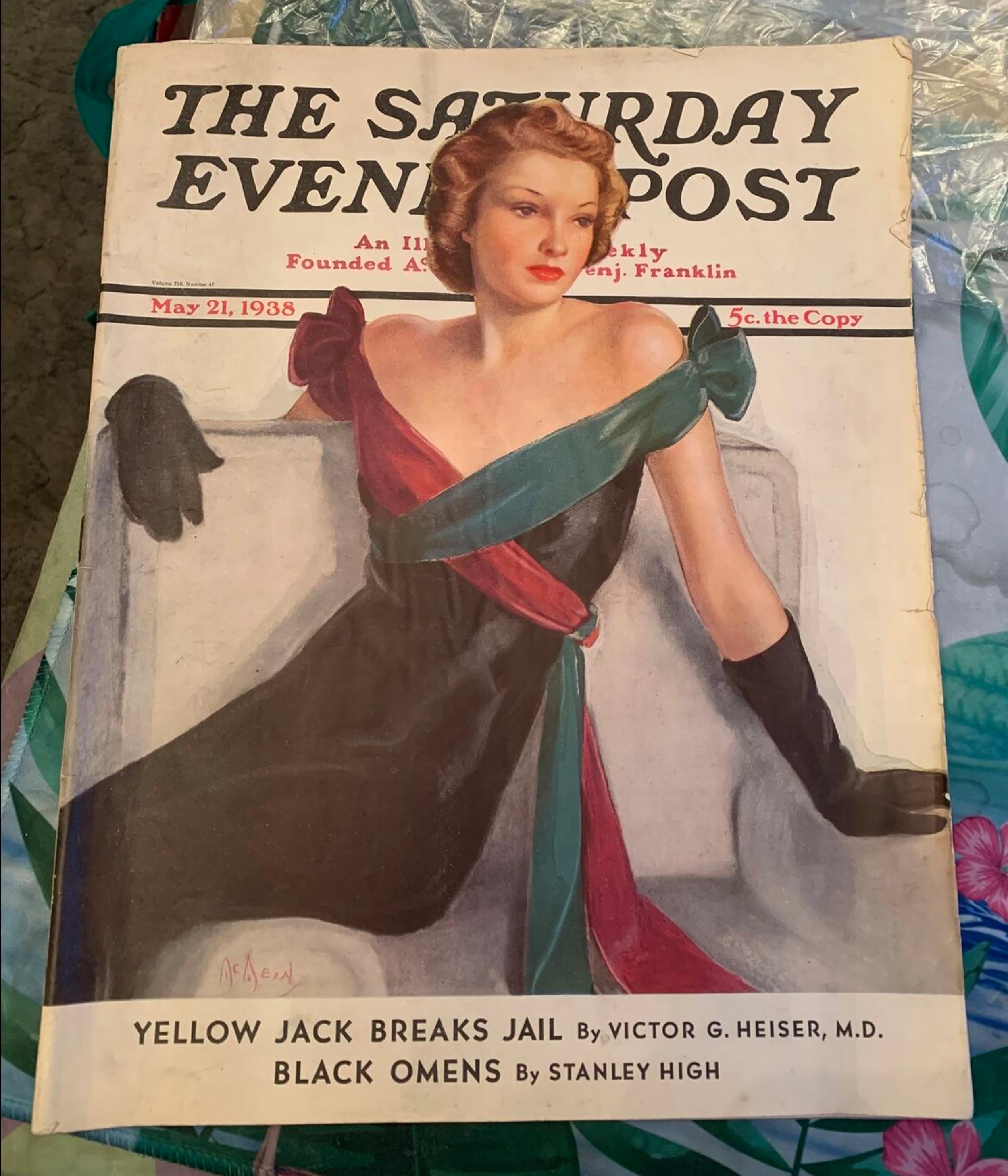 Saturday Evening Post Cover, Evening Gown  May 21st, 1938 - Painting by Neysa McMein