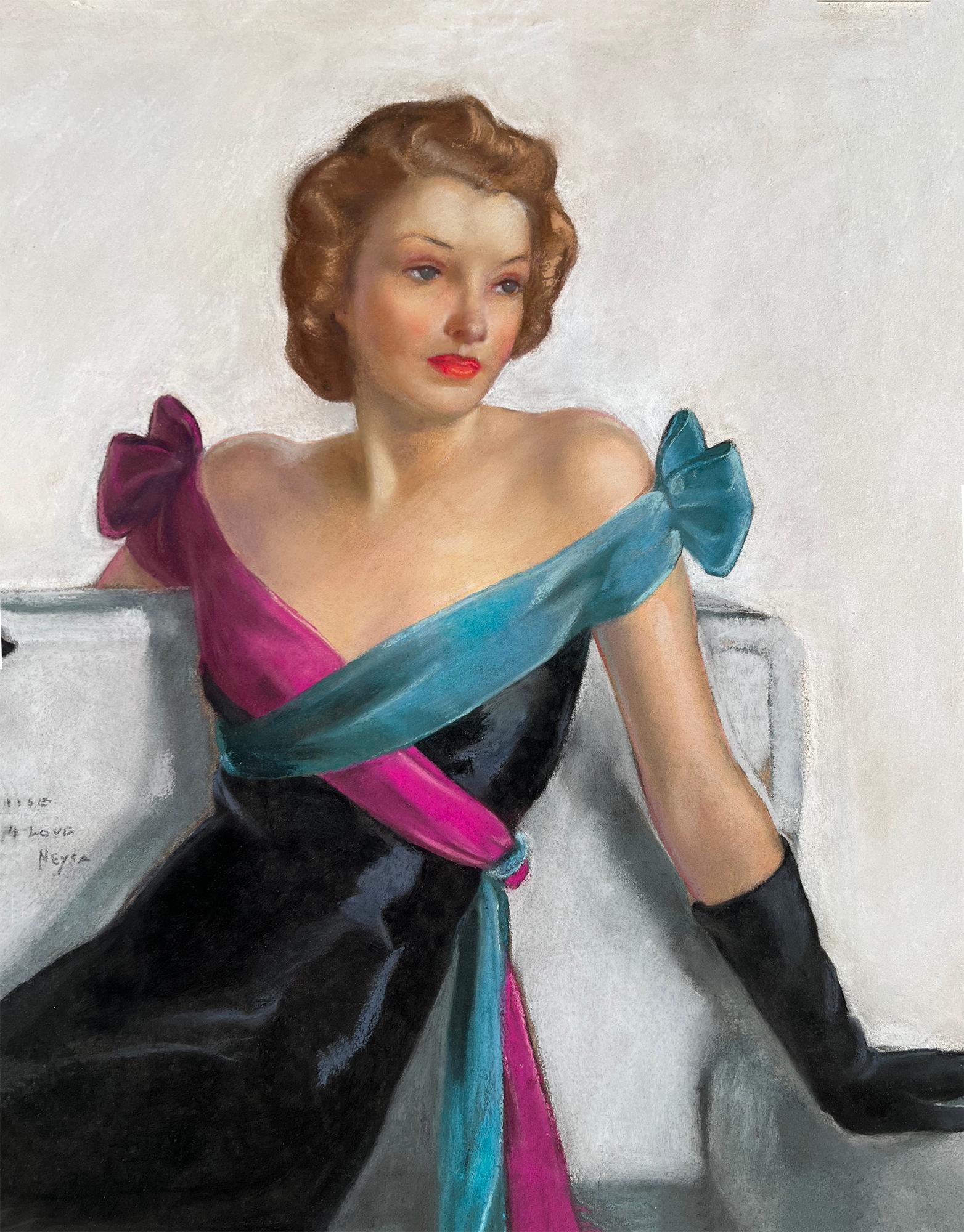 Saturday Evening Post Cover, Abendkleid  21. Mai 1938 (Braun), Portrait Painting, von Neysa McMein