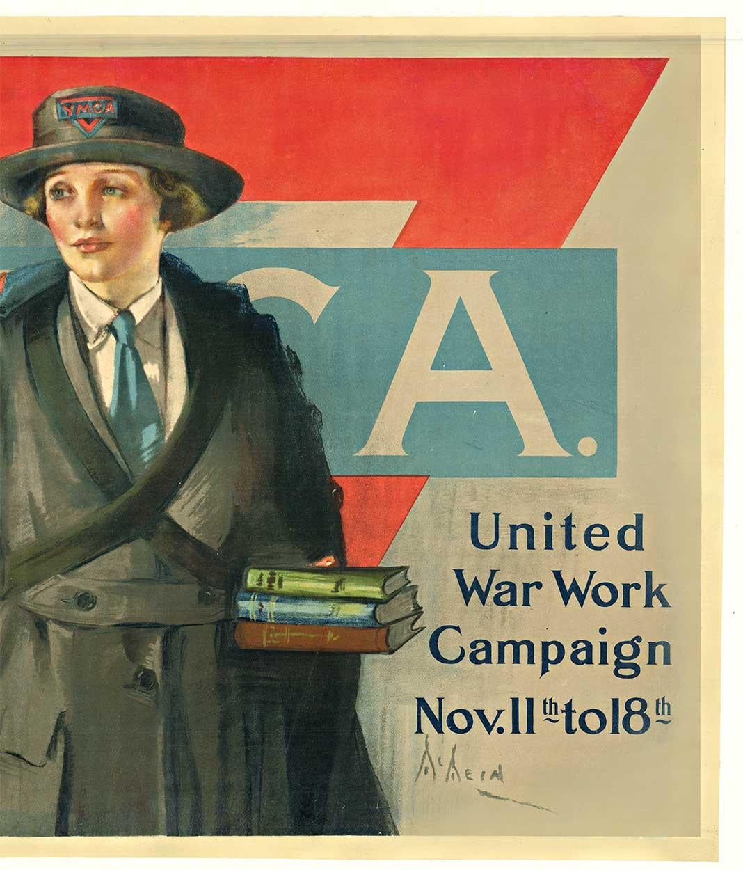 Poster d'epoca originale della YMCA United War Work Campaigner della Prima Guerra Mondiale - Print Realismo americano di Neysa McMein