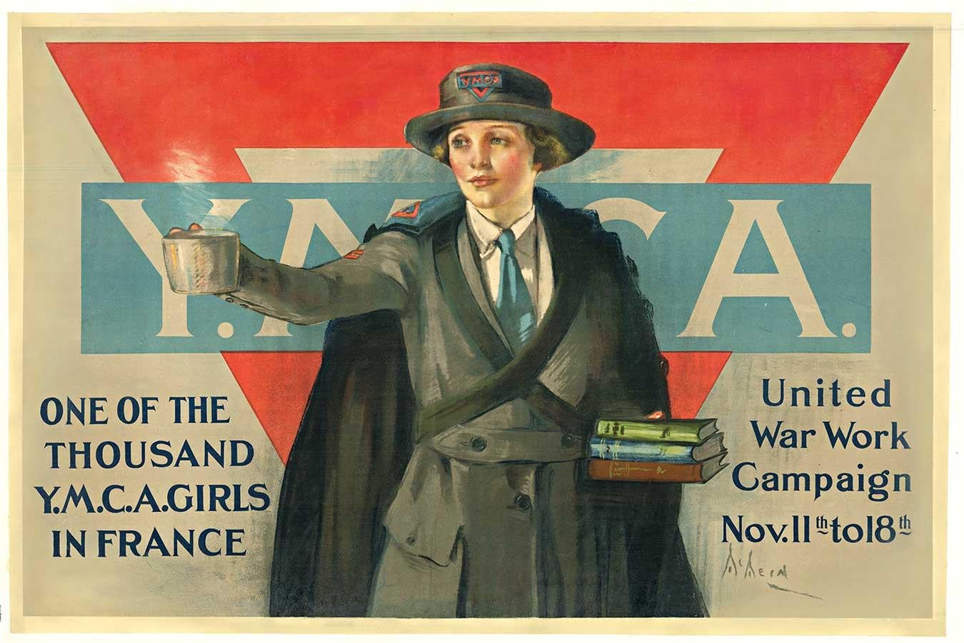 Poster d'epoca originale della YMCA United War Work Campaigner della Prima Guerra Mondiale