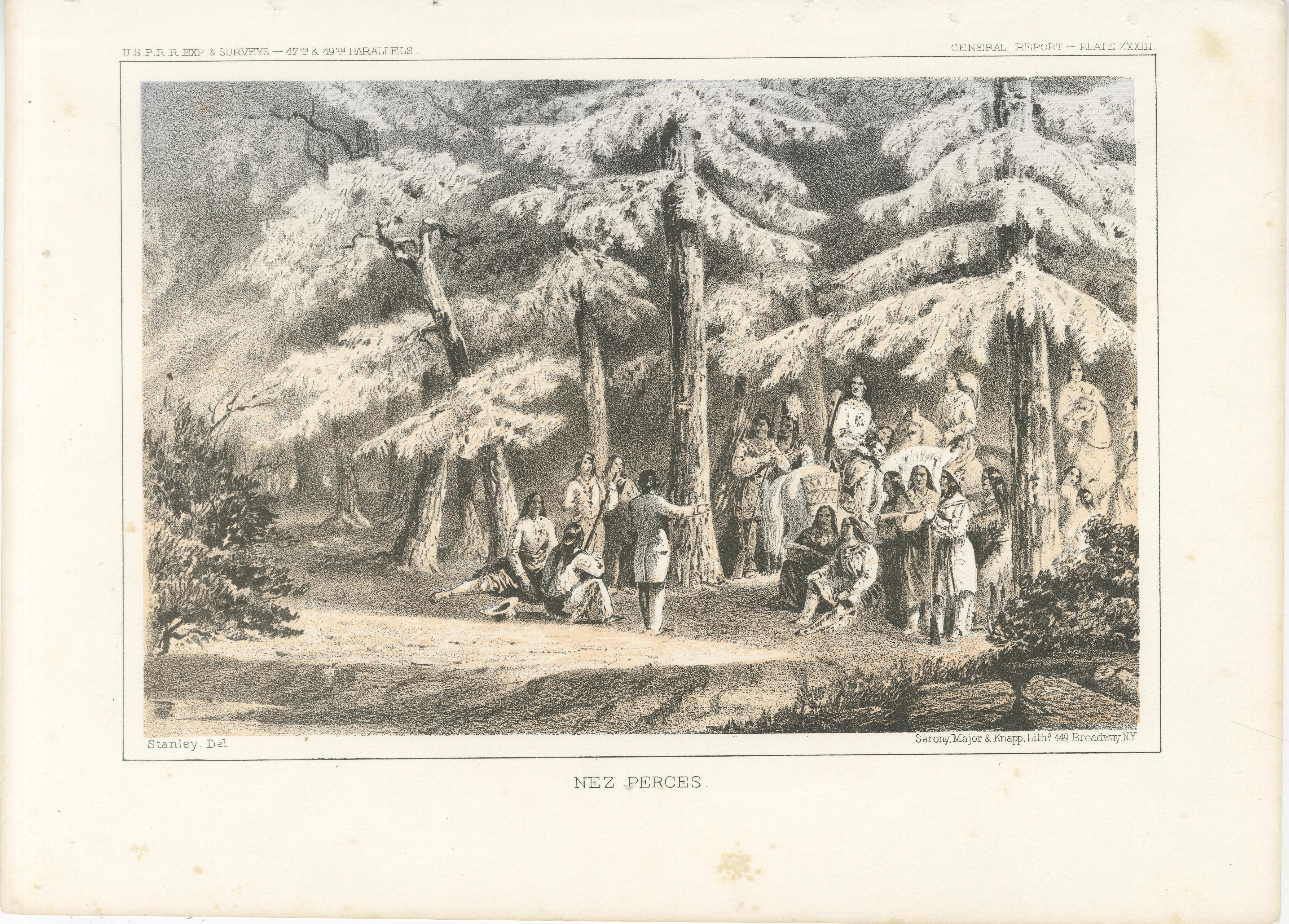 Versammlung der Nez Perces im pazifischen Nordwesten  

Diese Lithografie mit dem Titel 
