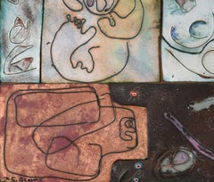 Mehrfarbige Kupfer-Emaille-Kacheln Abstrakt von N.G. Blüte