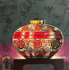 Blessings 
Luck Original ceramic  still life painting