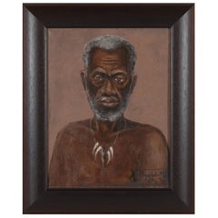 Ngandu Marc African Portrait, Oil on Canvas, Framed, Signed and Dated