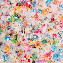 Abstract Floral Mixed Media Painting Vibrant Color Field Glossy Resin Panel
