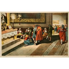 Antique Circa 1880 chromolithograph by Ángel Lizcano - Capilla de los toreros