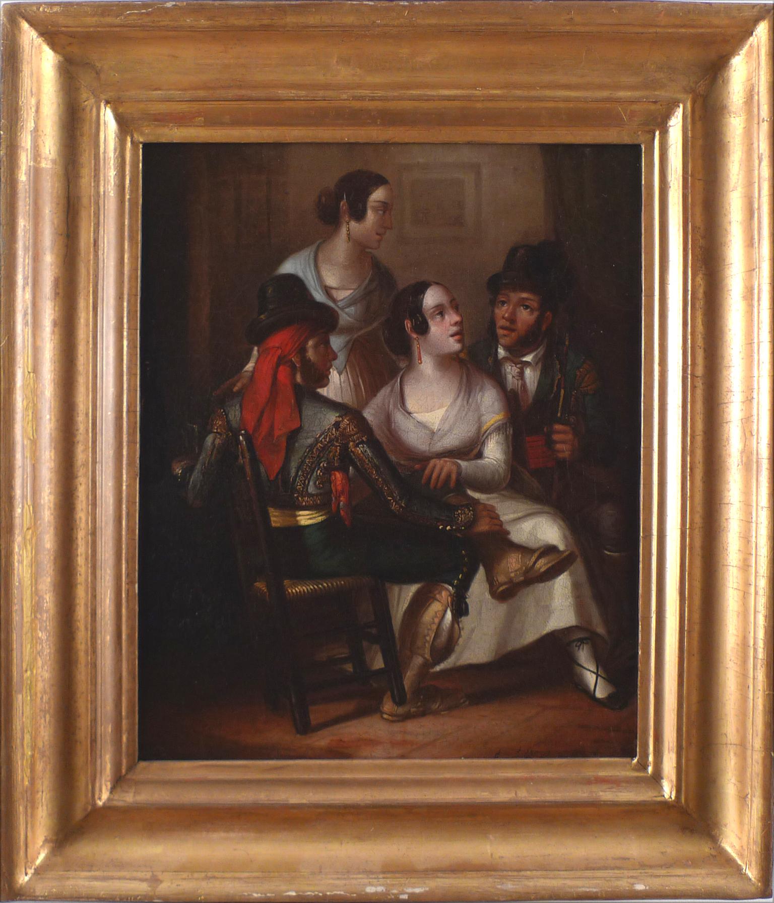 ÁNGEL MARÍA CORTELLINI
Spanish, 1819 - 1887
CONVERSANDO
signed "Cortellini" (lower right)
oil on canvas
13-1/4 x 11 inches (33.5 x 28 cm.)
framed: 17-1/4 x 15 (44 x 38 cm.)

Ángel María Cortellini. Sanlúcar de Barrameda (Cádiz), 27.09.1819 – Madrid,