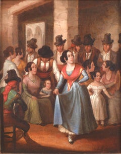 "El bautizo", Óleo sobre lienzo del siglo XIX del artista Ángel María Cortellini