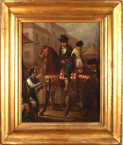 Antique "Ofreciendo una copa", 19th Century Oil on Canvas by Ángel María Cortellini