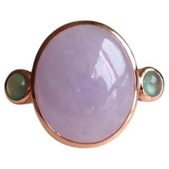 Bague en jade lavande de Birmanie de 10,12 carats de type A certifiée NGI en or rose 18 carats