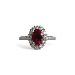 NGI Certified 1.17Ct Burma Unheated Ruby and Natural Diamond Ring in 18K Gold