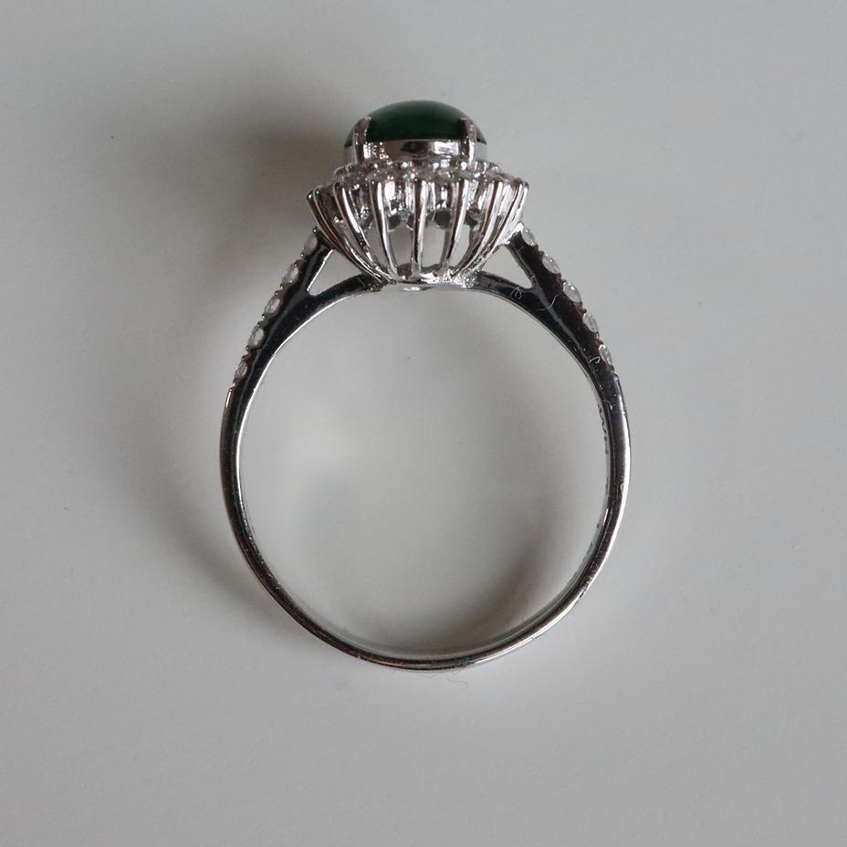 NGI certified 1.55Ct Burma TypeA Jadeite Jade ring with natural diamonds in 18k For Sale 3