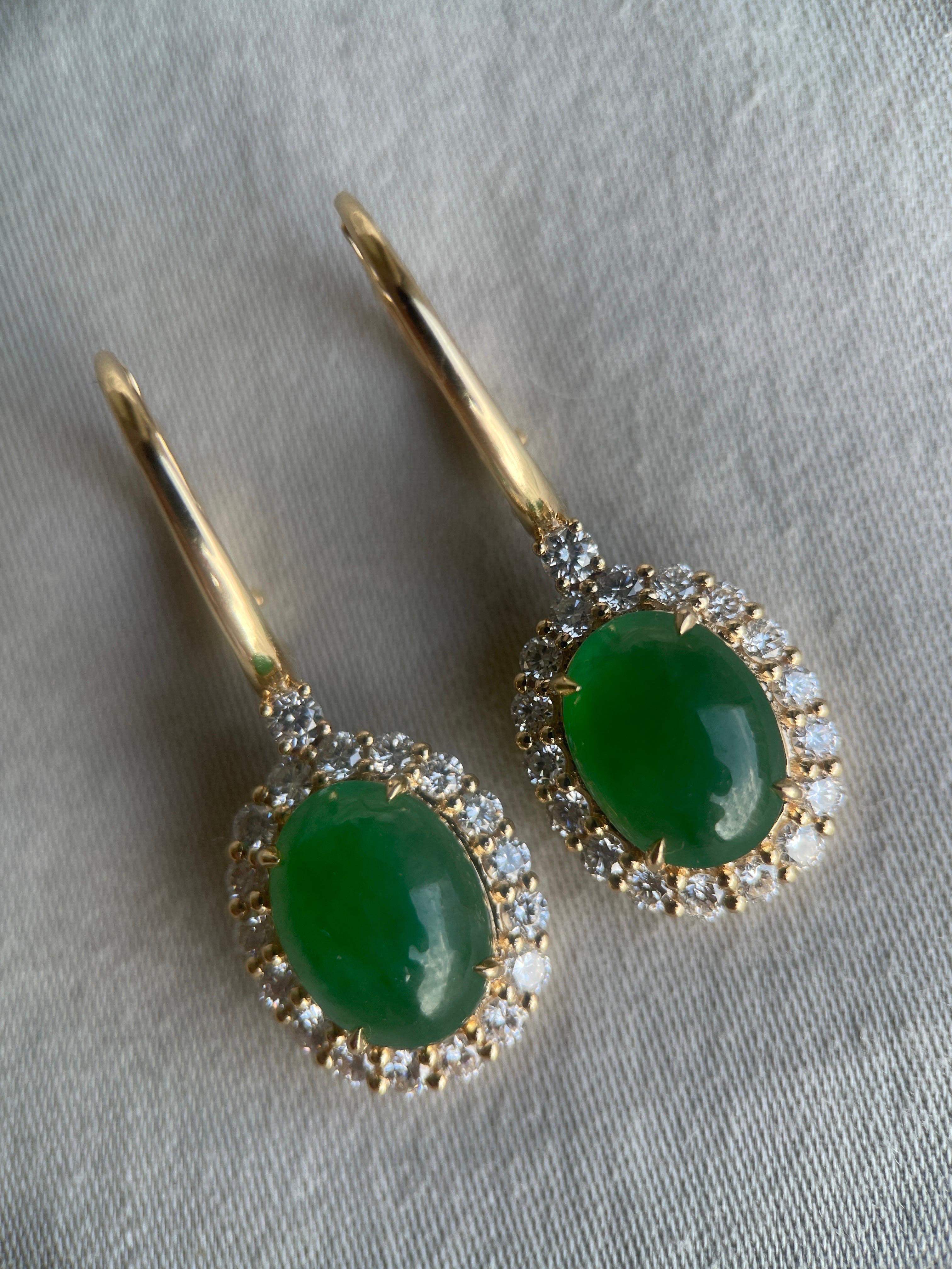 NGI certified Type A Burma Jadeite Jade Earring 5