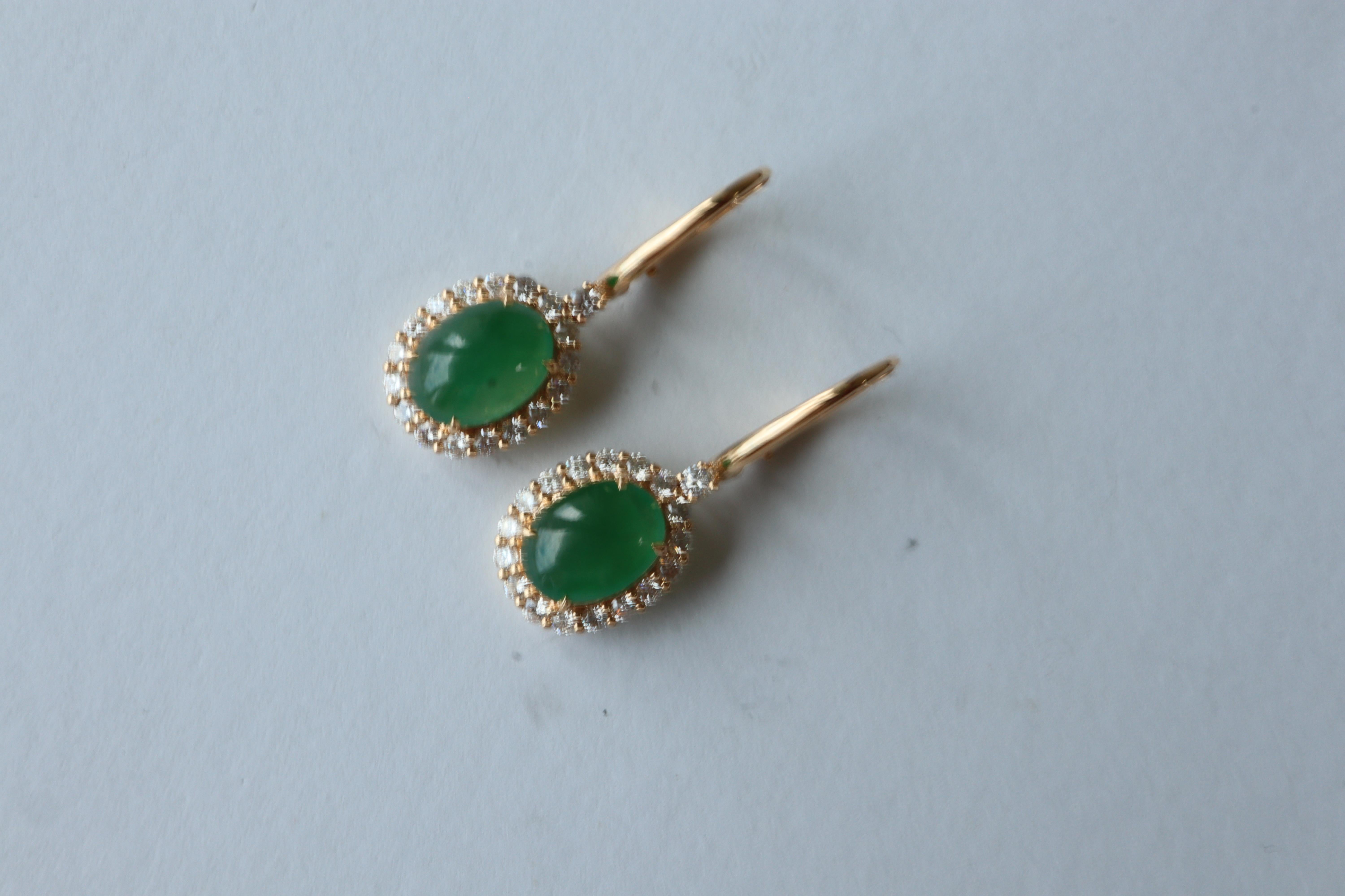 Art Deco NGI certified Type A Burma Jadeite Jade Earring