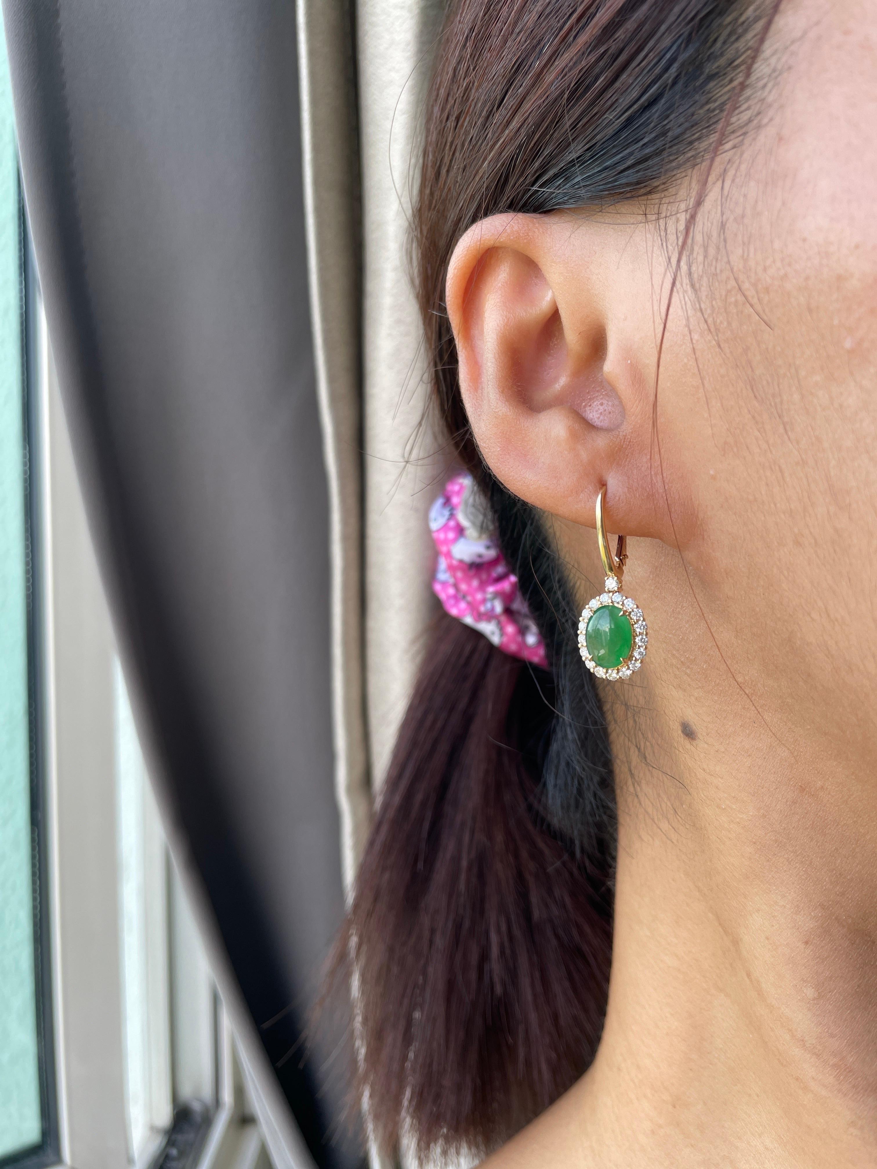 Women's NGI certified Type A Burma Jadeite Jade Earring